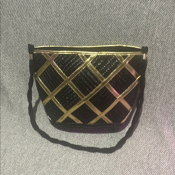 Worthington Handbags - Worthington Black and Gold Geometric Shoulder Bag